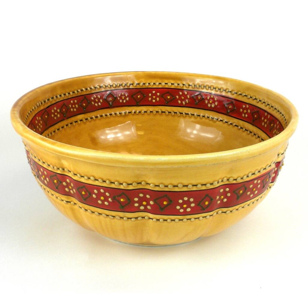 Handmade Large Honey Round Bowl Encantada Pottery (Mexico)