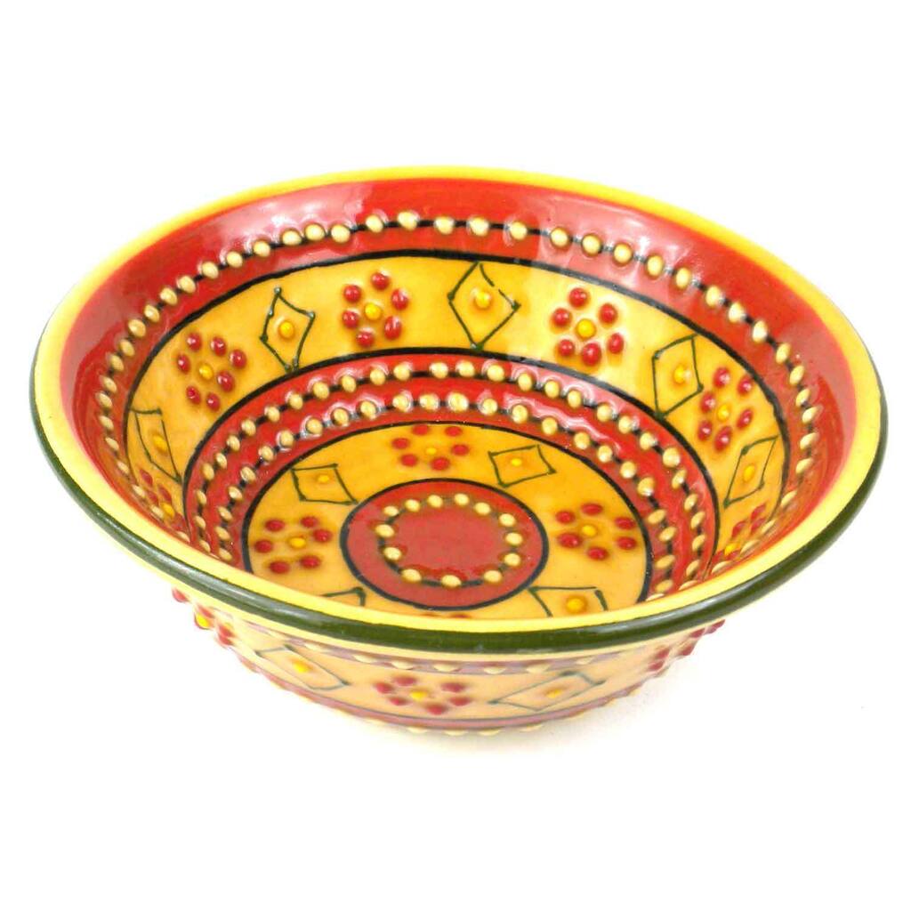 The Curated Nomad Somerset Handmade Small Red and Yellow Cereal Bowl