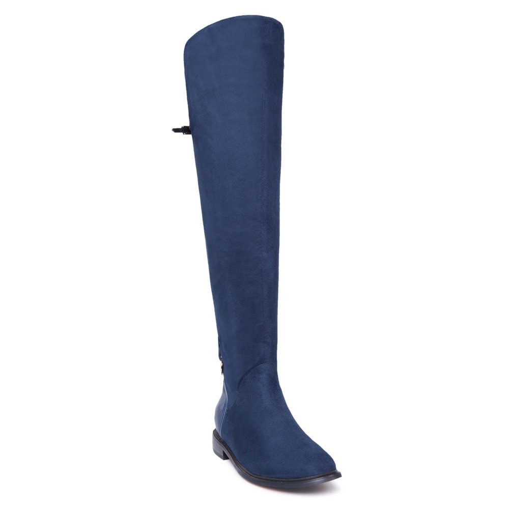 womens navy blue tall boots