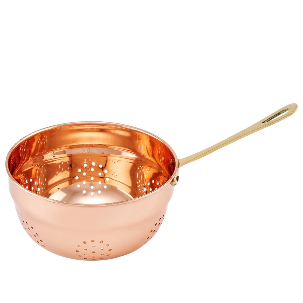 Old Dutch Copper Plated Hanging Colander with Brass Handle