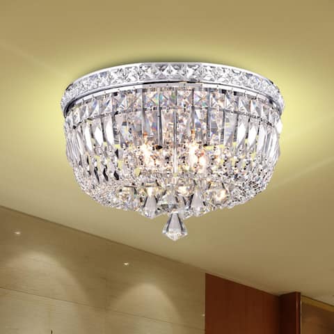 Elisa 4-light Chrome and Crystal Flushmount Chandelier