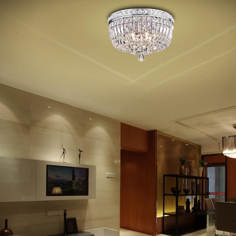 Elisa 4-light Chrome and Crystal Flushmount Chandelier