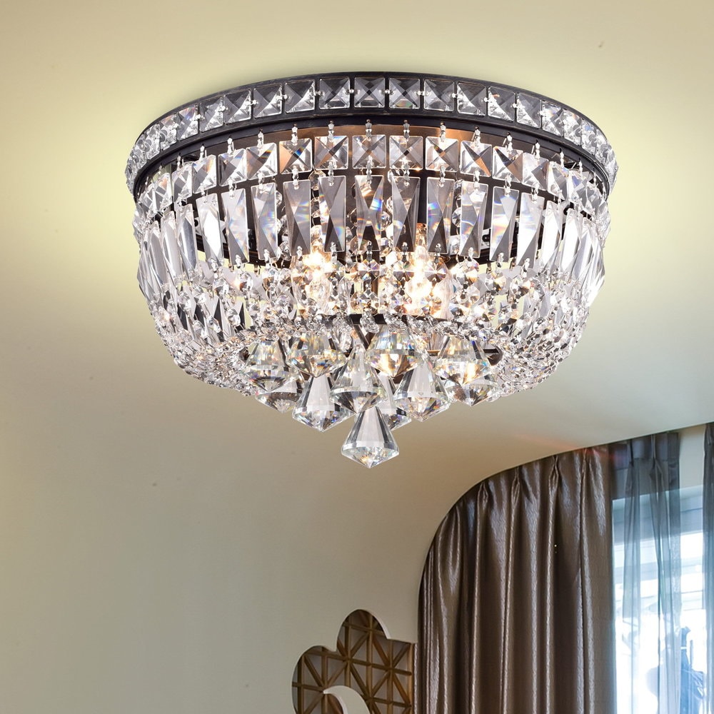 LightUpMyHome Celeste Glass Drop Crystal Chandelier, Oil Rubbed Bronze, Hanging or Flush Mount LightUpMyHome Celeste Glass Drop Crystal Chandelier, Oil Rubbed Bronze, Hanging or Flush Mount