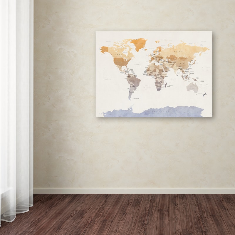 Michael Tompsett 'Watercolour Political Map of the World' Canvas Wall ...