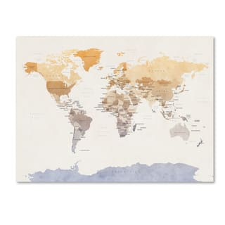 michael tompsett watercolour political map of the world canvas