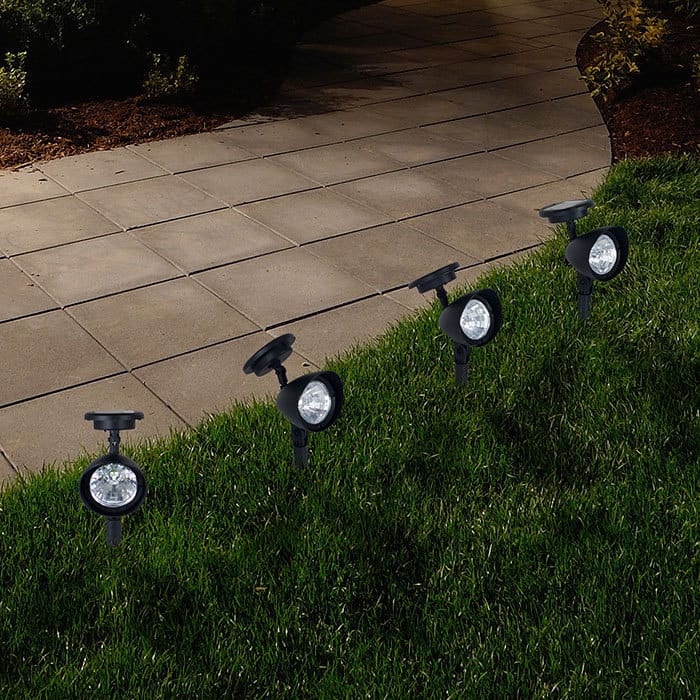 Pure Garden Outdoor Solar Yard Spot Lights - Set of 4