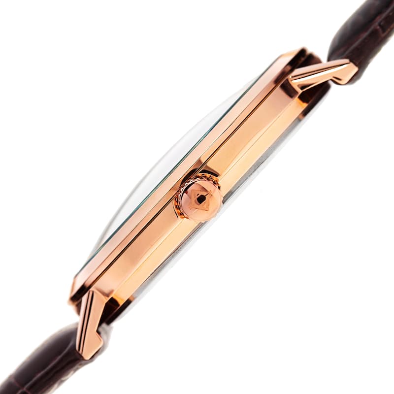 Akribos XXIV Men's Classic Quartz Date Display Leather Rose-Tone Strap Watch - brown
