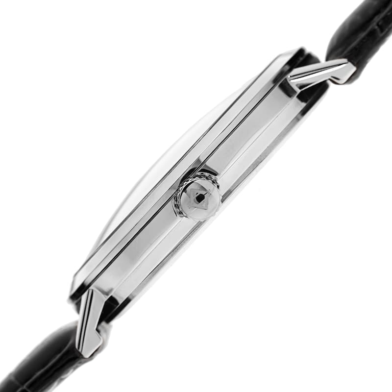 Akribos XXIV Men's Classic Quartz Date Display Leather Silver-Tone Strap Watch - Black