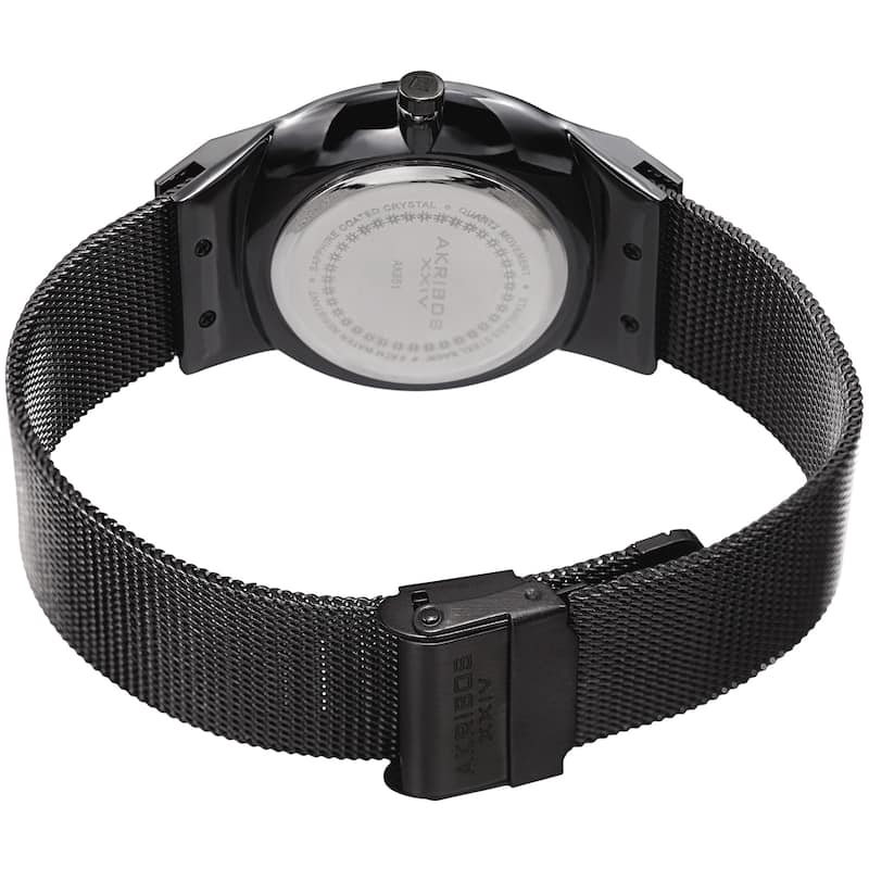 Akribos XXIV Men's Quartz Stainless Steel Mesh Black Bracelet Watch