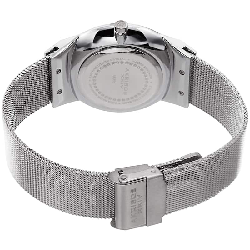 Akribos XXIV Men's Quartz Stainless Steel Mesh Blue Bracelet Watch