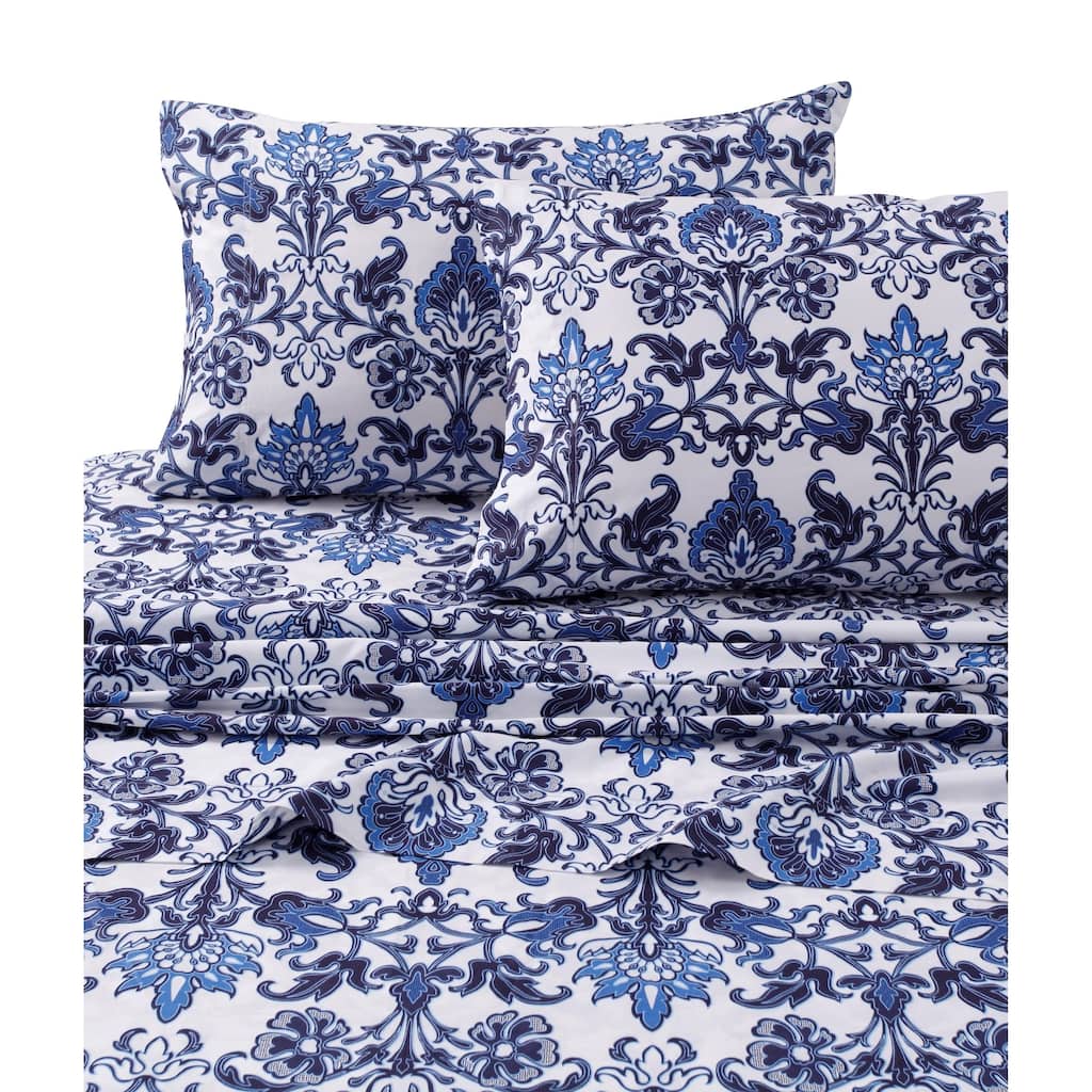 Catalina Cotton Percale Printed Extra Deep Pocket Bed Sheet Set