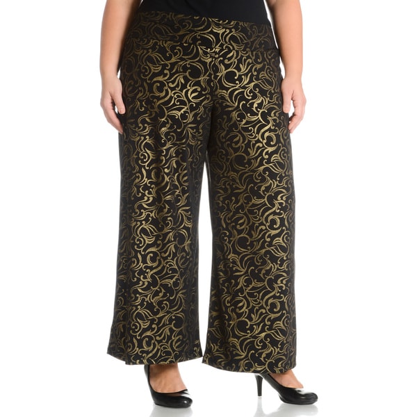 Shop Sunny Leigh Women's Plus Size Brocade Printed Pant - Free Shipping ...