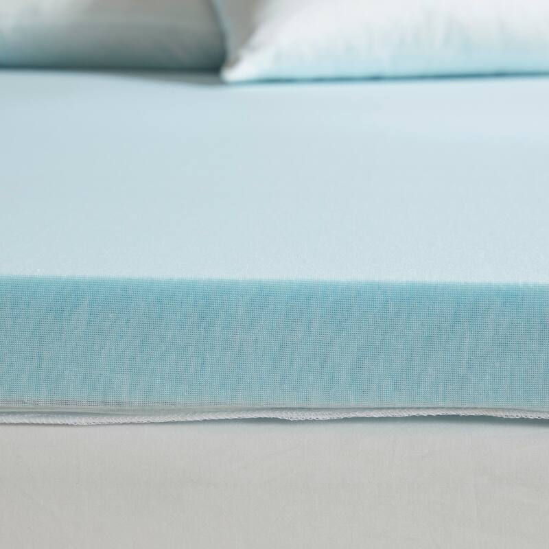 Madison Park 2-Inch Gel Memory Foam Stain Resistant and Non-skid Backing Mattress Topper - White