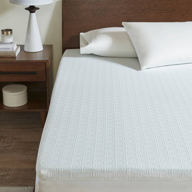 Madison Park 2-Inch Gel Memory Foam Stain Resistant and Non-skid Backing Mattress Topper - White