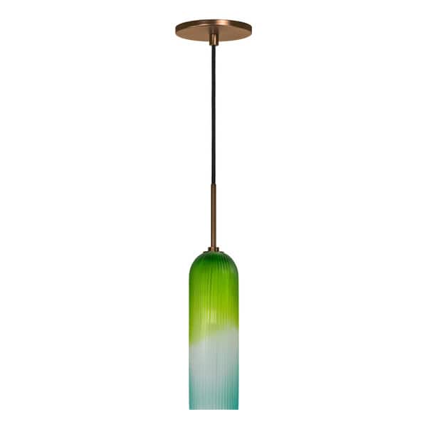 Jesco 1 Light Line Voltage Hand Blown Grooved Frosted Glass Pendant With Canopy 10704054