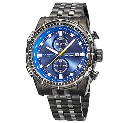 Akribos XXIV Men's Quartz Chronograph Stainless Steel Black Bracelet Watch
