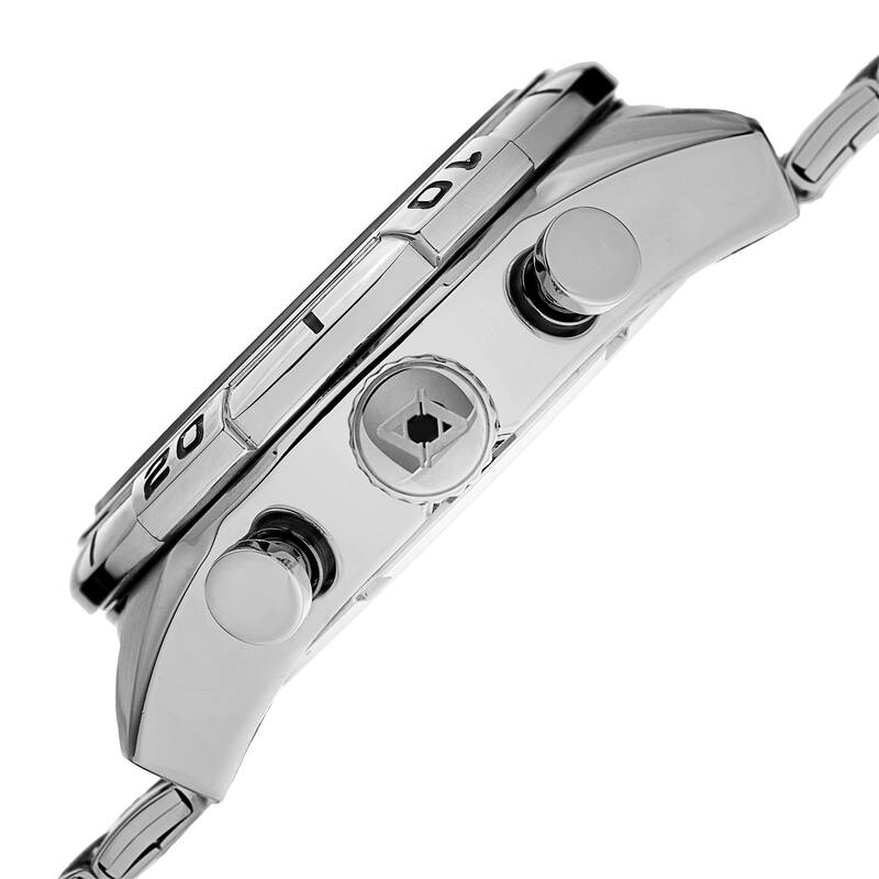 Akribos XXIV Men's Quartz Chronograph Stainless Steel Silver-Tone Bracelet Watch - BLue