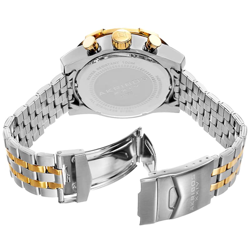 Akribos XXIV Men's Quartz Chronograph Stainless Steel Two-Tone Bracelet Watch