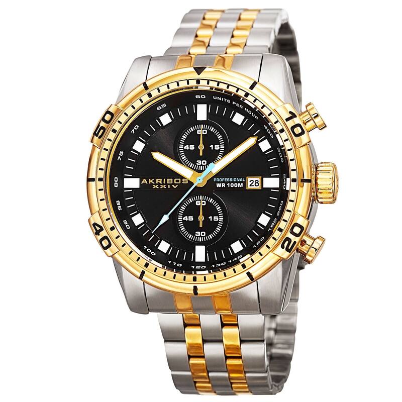 Akribos XXIV Men's Quartz Chronograph Stainless Steel Two-Tone Bracelet Watch