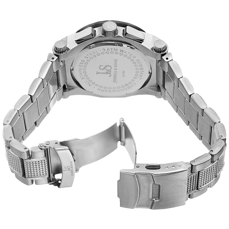 Joshua & Sons Men's Swiss Quartz Chronograph Multifunction Stainless Steel Silver-Tone Bracelet Watc - silver