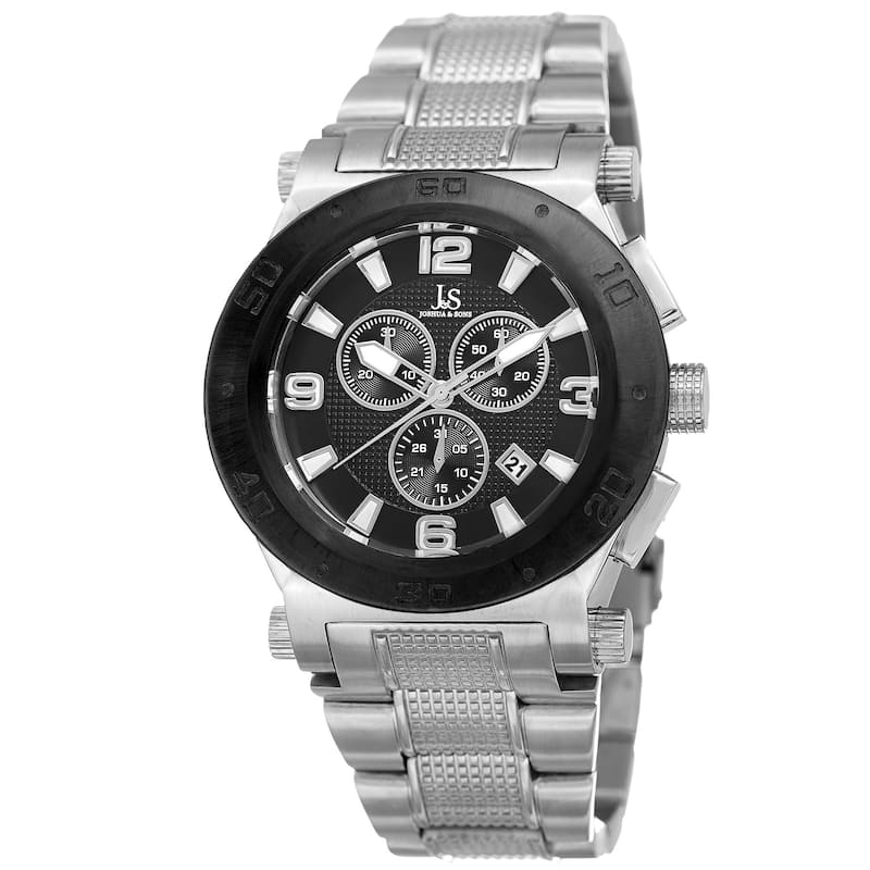 Joshua & Sons Men's Swiss Quartz Chronograph Multifunction Stainless Steel Silver-Tone Bracelet Watc - silver