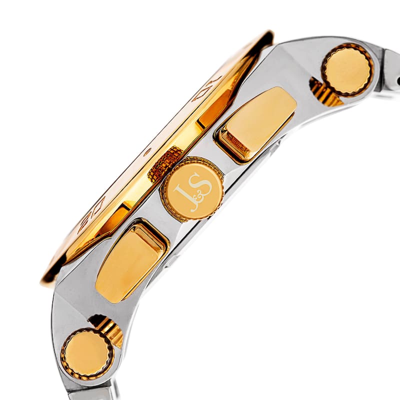 Joshua & Sons Men's Swiss Quartz Chronograph Multifunction Stainless Steel Two-Tone Bracelet Watch - Gold