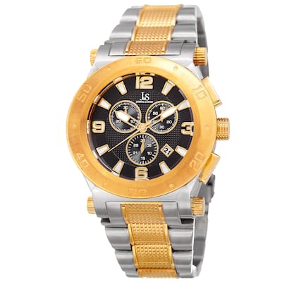 Joshua & Sons Men's Swiss Quartz Chronograph Multifunction Stainless Steel Two-Tone Bracelet Watch - Gold