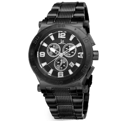 Joshua & Sons Men's Swiss Quartz Chronograph Multifunction Stainless Steel Black Bracelet Watch