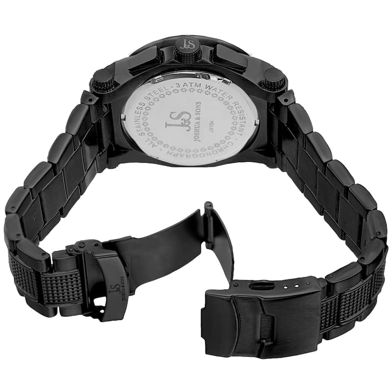Joshua & Sons Men's Swiss Quartz Chronograph Multifunction Stainless Steel Black Bracelet Watch