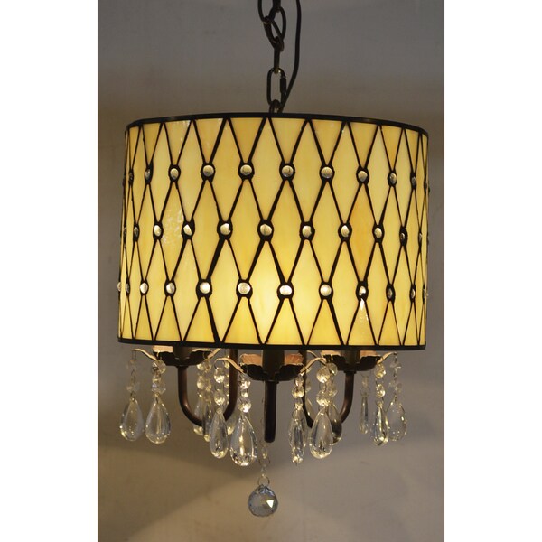 Avalyn 3-light Off-white Tiffany-style Hanging Lamp