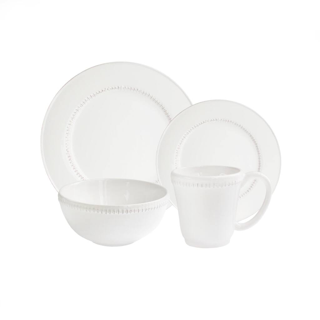 American Atelier Bianca Dash White/Antique 16PC Dinner Set