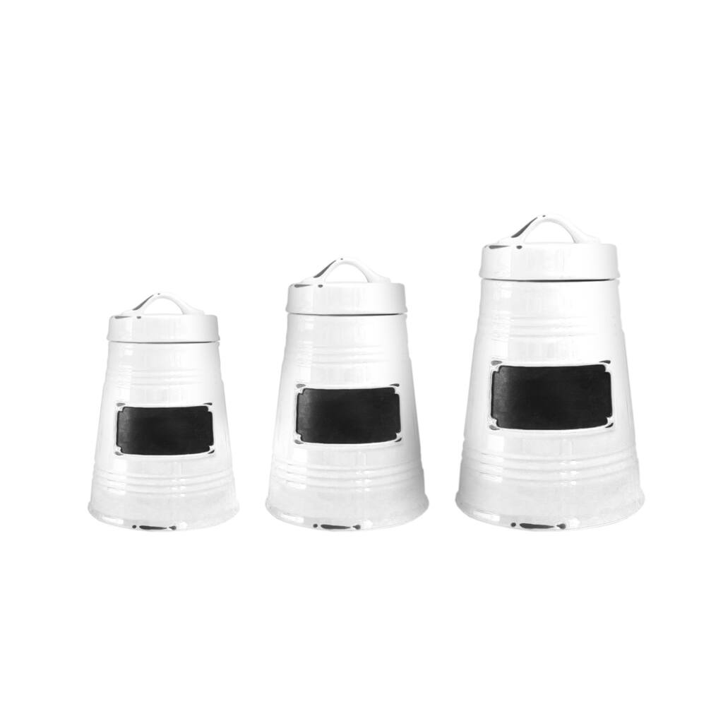 Vintage White/Black 3 PC Canisters