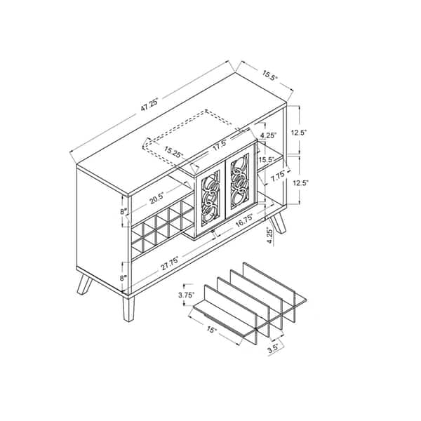 Furniture of America Nen Mid-century Brown 4-shelf Buffet Server