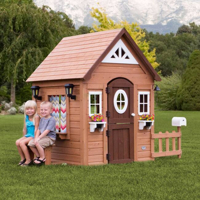Backyard Discovery Aspen Cedar Wooden Playhouse with Play Kitchen