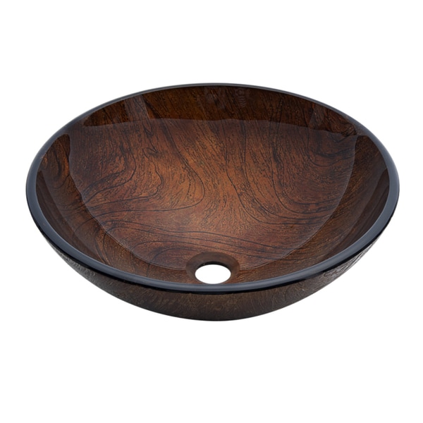 Dawn Tempered Glass Hand Painted Brown Glass Vessel Sink Round Shape Brown