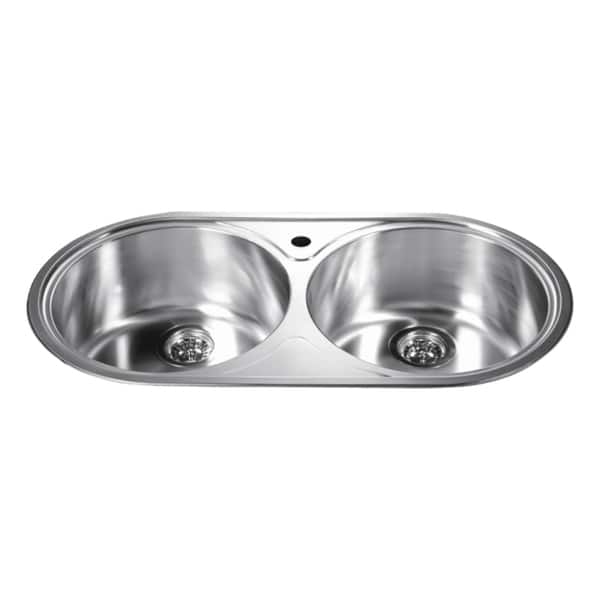 Dawn Top Mount Round Equal Double Bowl Sink with 1 Hole Bed Bath & Beyond 10704604