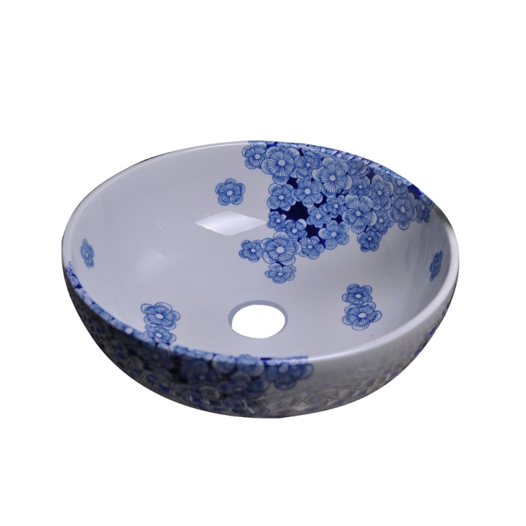 Dawn Ceramic Hand Painted Vessel Sink Round Shape Blue And Dawn Ceramic Hand Painted Vessel Sink Round Shape Blue And White Free Shipping Today 10704606