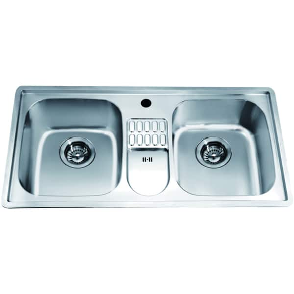 Dawn? Top Mount Equal Double Bowl Sink with Integral Drain Board and O –  Kitchen Cabinets Queens-Nassau: Bathroom Vanities; Custom Counters