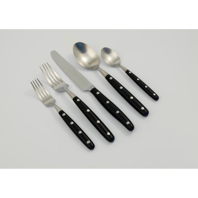 Ginkgo International Lyon 20-piece Stainless Steel Flatware Place Setting, Service for 4 - Ebony