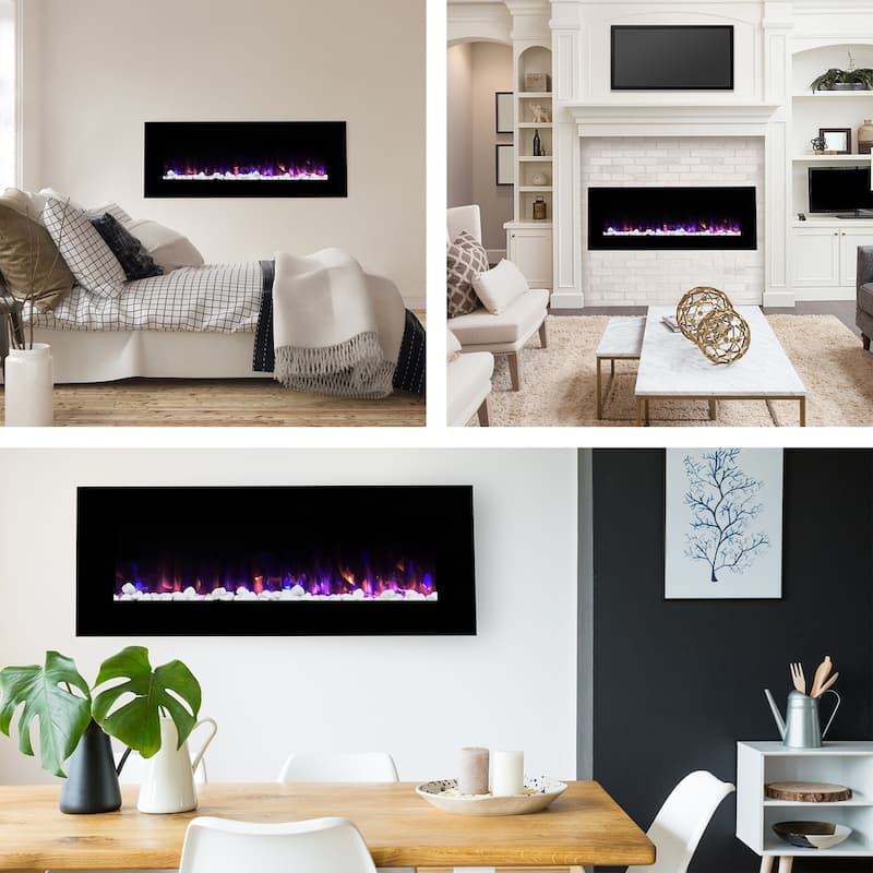 Northwest 54-Inch Wall Electric Fireplace, Black