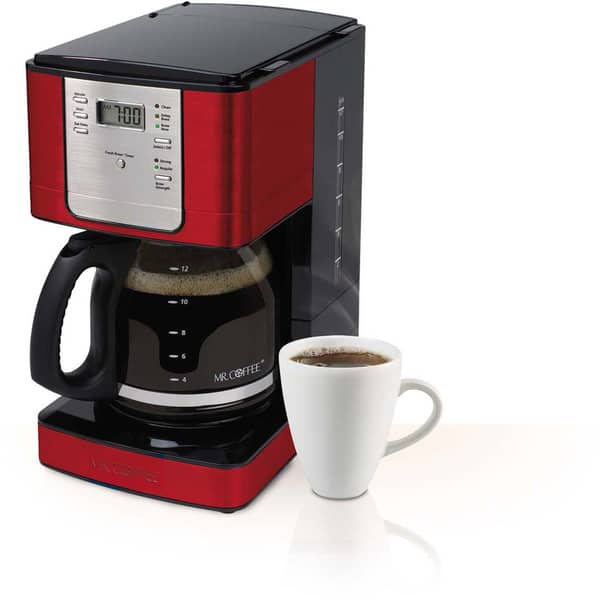 Mr. Coffee 12-Cup Capacity Programmable Drip Coffee Maker, Red