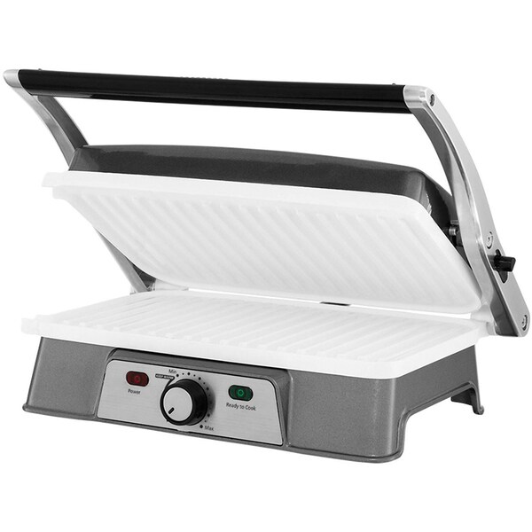 Oster DuraCeramic 2 Serving Panini Maker Grill with Metal Accents