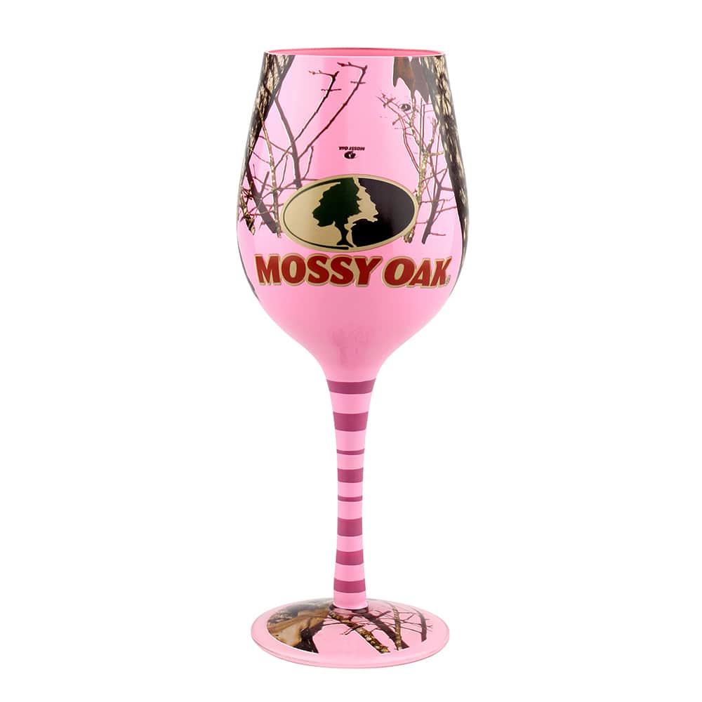 Pink Mossy Oak Wine Glass