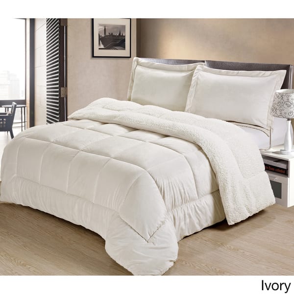 Shop Ultra Mink Faux Fur And Sherpa 3 Piece Comforter Set King