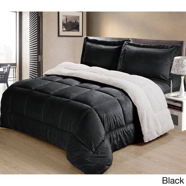 Shop Ultra Mink Faux Fur And Sherpa 3 Piece King Size Comforter
