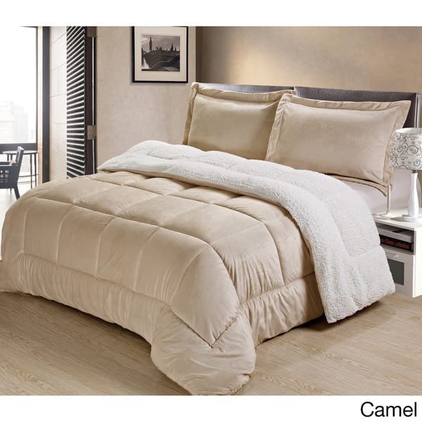 Shop Ultra Mink Faux Fur And Sherpa 3 Piece Comforter Set King