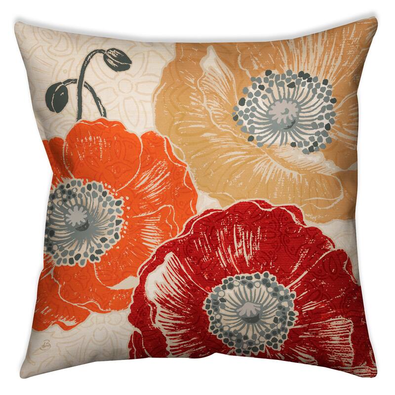 Laural Home Poppies I Decorative 18-inch Throw Pillow