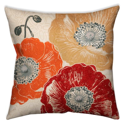 Laural Home Poppies I Decorative 18-inch Throw Pillow