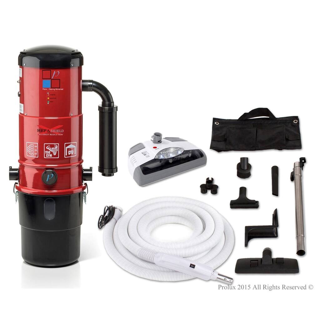 Prolux CV12000 Central Vacuum Unit System with Electric Hose Power Nozzle Kit and 25 Year Warranty