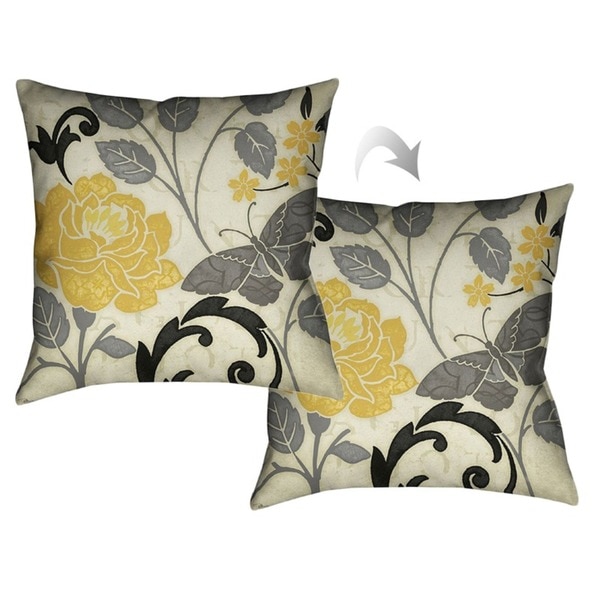 Laural Home Yellow Rose II Decorative 18-inch Throw Pillow